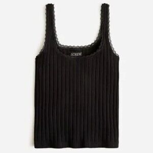 Bundle of Two J. Crew Pointelle Tank Tops, size large, black and white, NWT